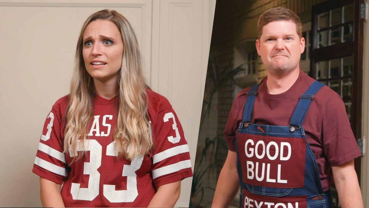 woman in texas a&m jersey and man