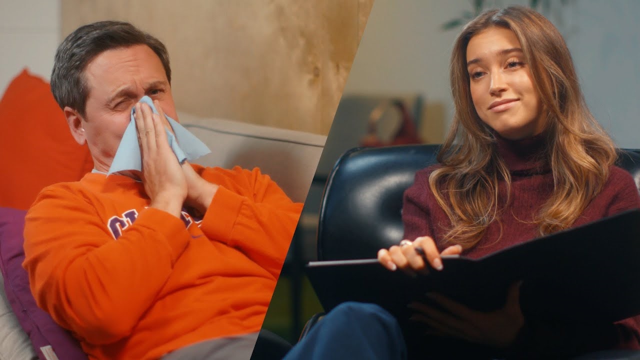 guy blowing his nose into a tissue