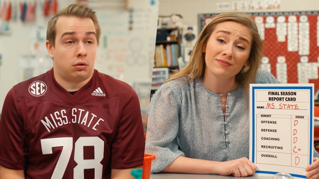 teacher showing Mississippi State his season report card